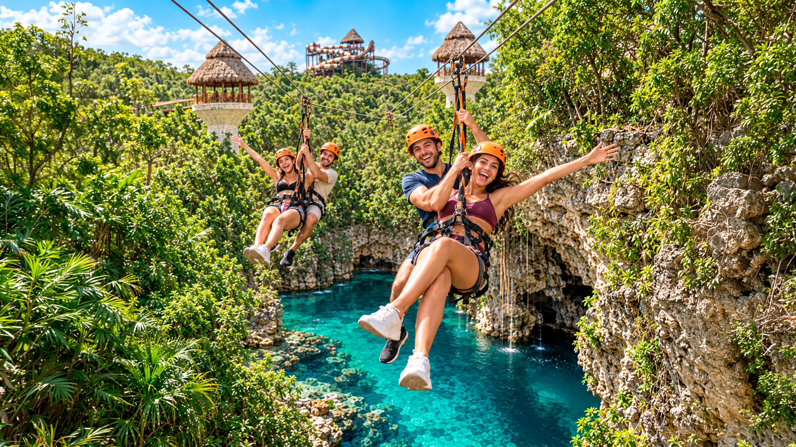 Tirolesas sobre la selva en Xplor Riviera Maya