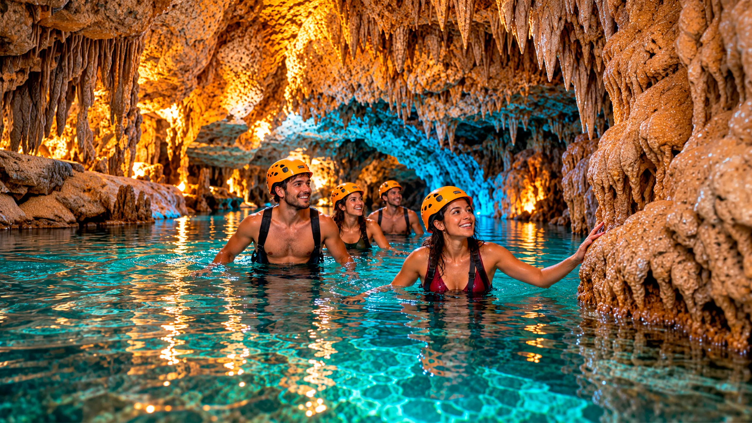 Cavernas y ríos subterráneos en Xplor